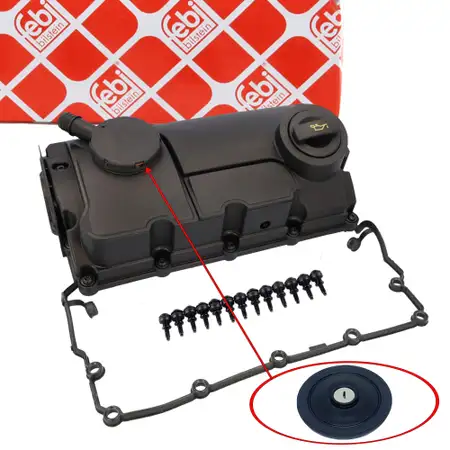 febi Ventildeckel + Dichtung f&uuml;r VW Sharan 2.0 TDI Transporter T5 1.9 TDI 03G103469H