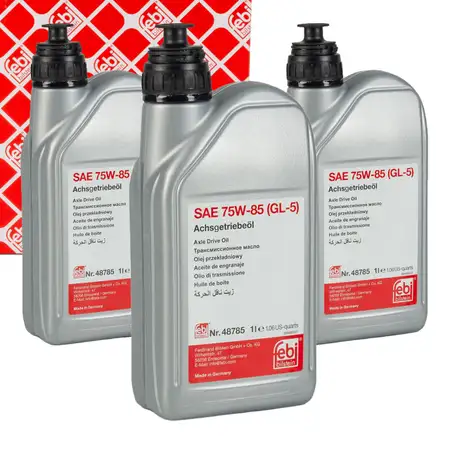 3L 3 Liter febi 48785 Achsgetriebe&ouml;l 75W-85 GL-5 GELB f&uuml;r AUDI BMW MERCEDES VW