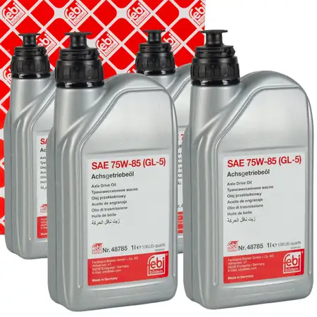 4L 4 Liter febi 48785 Achsgetriebe&ouml;l 75W-85 GL-5 GELB f&uuml;r AUDI BMW MERCEDES VW