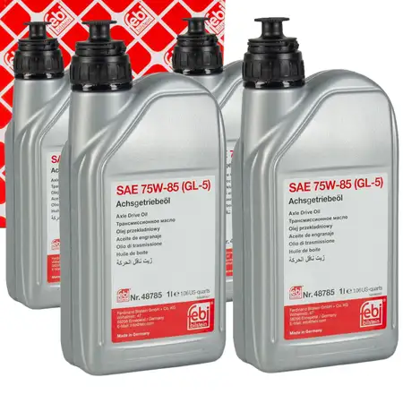 4L 4 liters febi 48785 Axle Gear Oil 75W-85 GL-5 YELLOW for AUDI, BMW, MERCEDES, VW