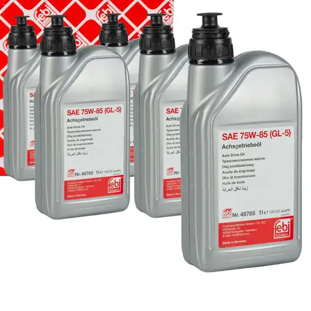 5L 5 Liter febi 48785 Achsgetriebe&ouml;l 75W-85 GL-5 GELB f&uuml;r AUDI BMW MERCEDES VW