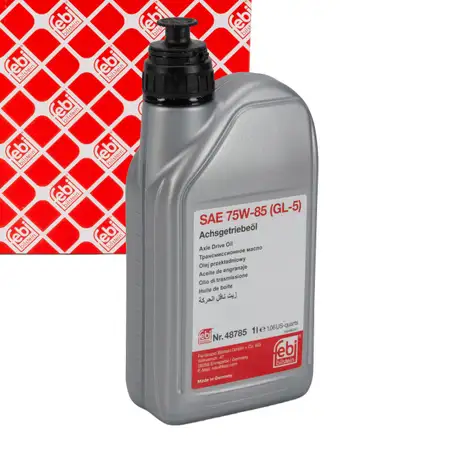 febi 48785 Axle Gear Oil 75W-85 GL-5 YELLOW for AUDI, BMW, MERCEDES, VW - 1L (1 liter)