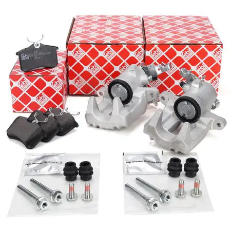 febi Bremsbel&auml;ge + 2x Bremssattel &Oslash; 38mm f&uuml;r VW Golf 5 6 A3 8P Leon 1P Octavia 2 hinten