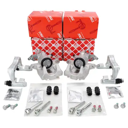 2x febi Bremssattel &Oslash; 38mm + Halter + F&uuml;hrungsh&uuml;lsen f&uuml;r VW Golf 4 8L1 Leon Octavia hinten