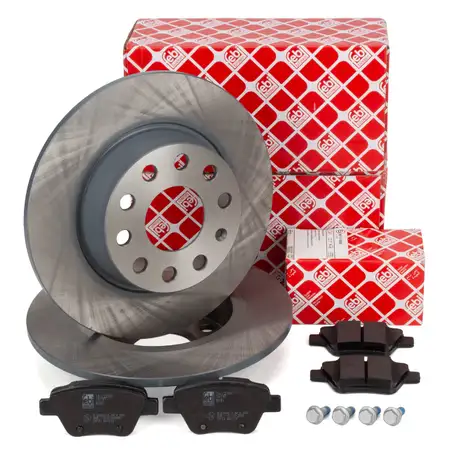 febi Bremsscheiben + Bremsbel&auml;ge f&uuml;r VW Golf 6 8X 8P Leon 5F Octavia 2 3 Superb 2 hinten