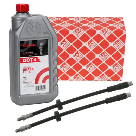 2x febi Bremsschlauch + 1L BREMBO DOT 4 Bremsfl&uuml;ssigkeit f&uuml;r AUDI A6 S6 RS6 4F C6 hinten