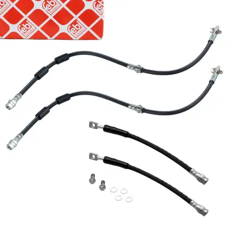 4x febi Bremsschlauch f&uuml;r VW Golf 7 8 A3 8V 8Y Q2 Ateca Leon 5F Octavia 4 vorne + hinten