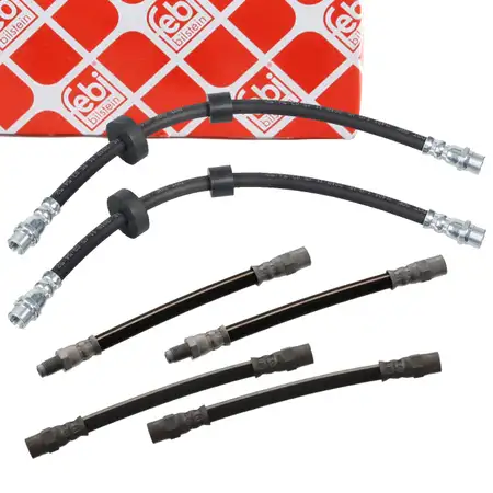 6x febi Bremsschlauch f&uuml;r VW Transporter bis 12.1996 bis Fgst. 70-T-199999 vorne + hinten