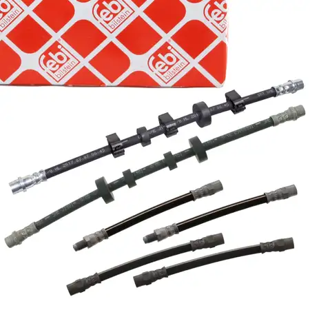 6x febi Bremsschlauch f&uuml;r VW Transporter T4 Zoll PR-2E2 Fgst. 70-Y-000001 vorne + hinten
