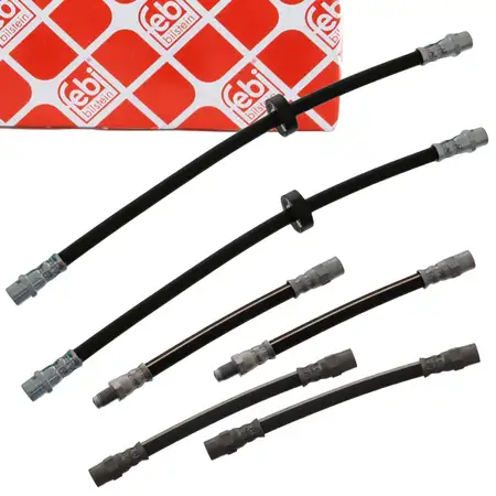 6x febi Bremsschlauch f&uuml;r VW Passat B3/B4 1.8/2.0 16V 1.9 D Corrado 53I vorne + hinten