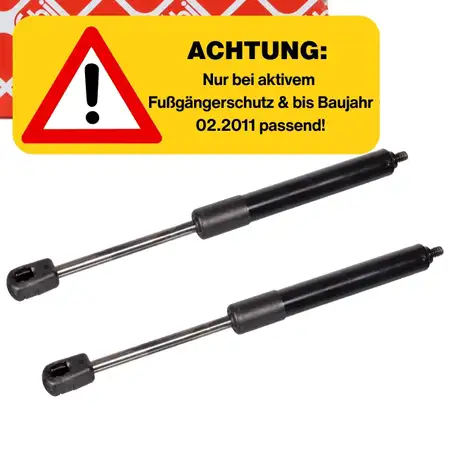 2x febi 103856 Motorhaubend&auml;mpfer f&uuml;r BMW F10 F11 bis Bj. 02.2011 51237207188 MHD 07.2030