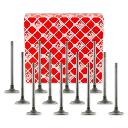 12x febi 24160 Einlassventil f&uuml;r BMW E46 325/330i E39 E60 E61 525/530i X3 E83 X5 E53 M54