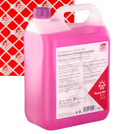 5L febi 172019 Ready Mix Purple Coolant Antifreeze for AUDI, MAN, SEAT, SKODA, TOYOTA, and VW