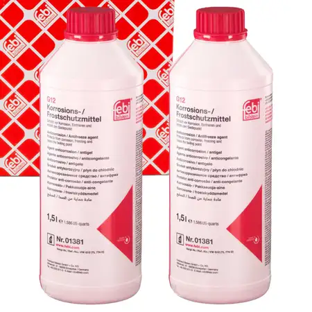 2 x 1.5 L febi 01381 Coolant Antifreeze RED AUDI OPEL SEAT SKODA VW TL774D