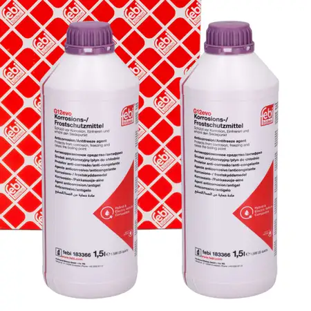2x 1,5 Liter febi 183366 K&uuml;hlerfrostschutz LILA f&uuml;r AUDI BMW MINI SEAT SKODA VW