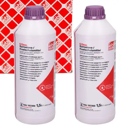 2x 1,5 Liter febi 183366 K&uuml;hlerfrostschutz LILA f&uuml;r AUDI BMW MINI SEAT SKODA VW