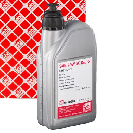 1L 1 Liter febi 40580 Getriebe&ouml;l GELB 75W-80 API GL-5 AUDI BMW FORD OPEL PSA VW