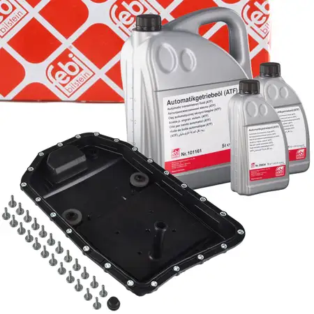 febi Getriebe&ouml;lwanne + Filter + Dichtung + 7L Getriebe&ouml;l f&uuml;r BMW ZF6HP19 ZF6HP21