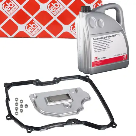 febi Getriebefilter + Dichtung + 5L Getriebe&ouml;l f&uuml;r VW Golf 5 6 Passat B6 Touran 09G AQ250