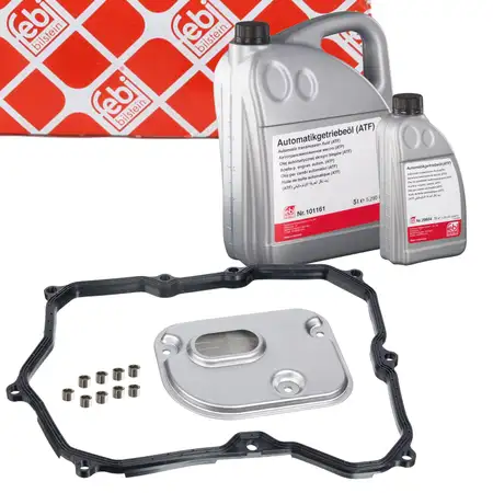 febi Getriebefilter + Dichtung + 6L Getriebe&ouml;l f&uuml;r VW Passat B6 Tiguan 5N AUDI Q3 8U 09M