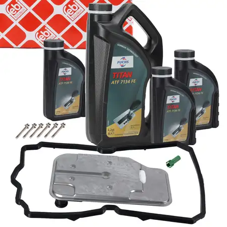 febi Getriebefilter Dichtung + 7L FUCHS Getriebe&ouml;l f&uuml;r MERCEDES 722.9 7G-TRONIC