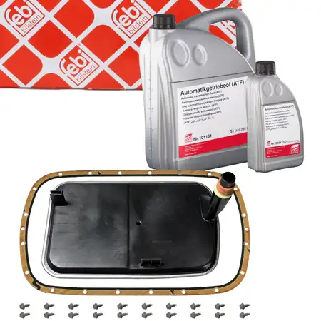 febi Getriebefilter + Dichtung + 6L Getriebe&ouml;l f&uuml;r BMW 3er E46 5er E39 X3 E83 X5 E53 5L40E