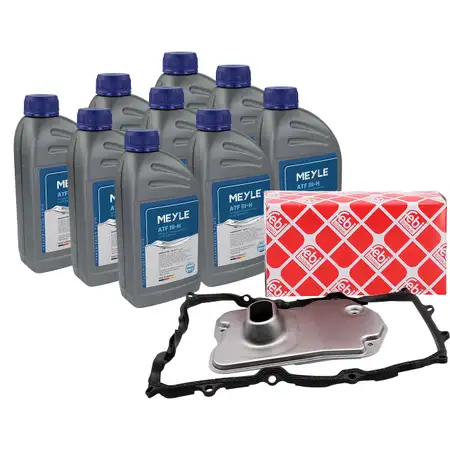 febi Getriebefilter Satz + 9L MEYLE Getriebe&ouml;l f&uuml;r AUDI Q7 Cayenne VW Touareg 6-Gang