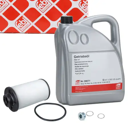 febi Getriebefilter + Dichtung + 5L Getriebe&ouml;l f&uuml;r VW Golf 4 5 6 7 Passat AUDI 8P 8V DQ250