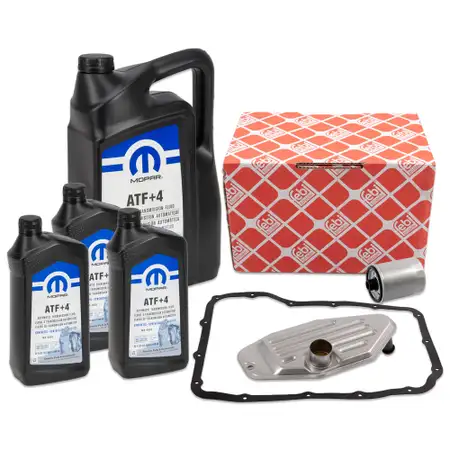 febi Getriebefiltersatz + 8L MOPAR ATF+4 Getriebe&ouml;l f&uuml;r JEEP Grand Cherokee 2 3 4