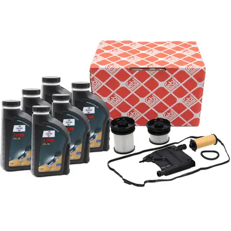 febi Getriebefilter Satz + 6L FUCHS Getriebe&ouml;l f&uuml;r MERCEDES W/V177 W247 8-Gang 724.1