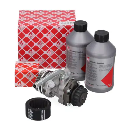 febi Servopumpe + Kupplungsmuffe + 2L Hydraulik&ouml;l f&uuml;r VW Multivan T5 Touareg 7L 2.5 TDI