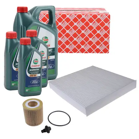 febi Filterset 2-tlg + 8L CASTROL 0W30 D f&uuml;r FORD Ranger (TKE) 2.0 EcoBlue 2.2/3.2 TDCi