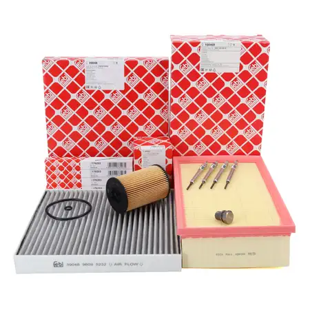 febi Filterset 3-tlg + 4x Gl&uuml;hkerze f&uuml;r VW Golf 7 Passat B8 Tiguan A3 8V Leon 1.6/2.0 TDI