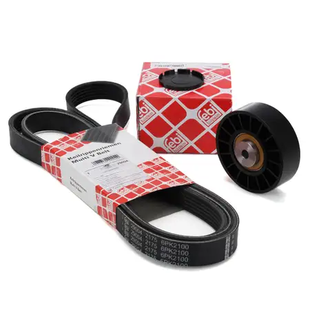 febi 29004 Keilrippenriemen + Rolle f&uuml;r MERCEDES W201 W210 W124 W463 Sprinter OM601 OM602