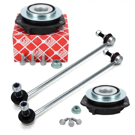 2x febi Koppelstange + Federbeinlager f&uuml;r VW Golf 5 6 Passat B6 B7 Tiguan Touran 8P vorne