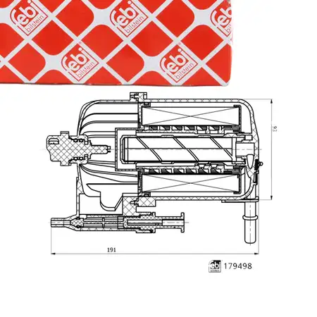 febi 179498 Fuel Filter (Diesel) for JAGUAR F-Pace, XE, XF 2.0D, 3.0D, LAND ROVER