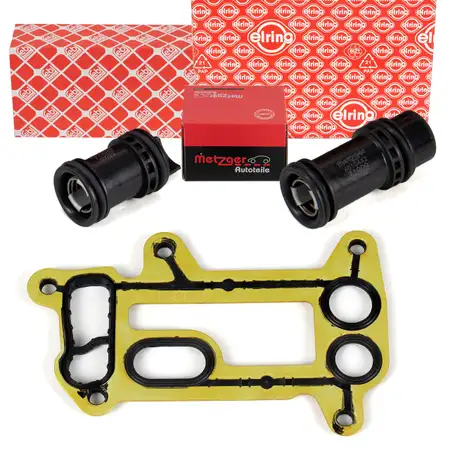2x febi / ELRING Rohrstutzen O-Ring &Ouml;lfiltergeh&auml;use &Ouml;lk&uuml;hler Satz f&uuml;r BMW 1er 3er N47