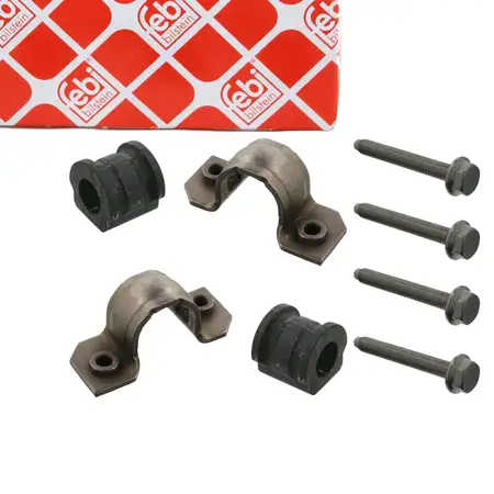 2x febi 37658 Stabilisatorlager 198mm + Halterung f&uuml;r VW Polo 9N SKODA 1 PR-0AR vorne