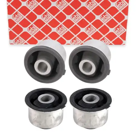 4x febi Achsk&ouml;rperlager Lagerung Achsk&ouml;rper f&uuml;r AUDI A6 (4F C6) Vorderachse vorne + hinten