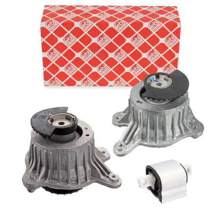 2x febi Motorlager + 1x Getriebelager f&uuml;r MERCEDES W205 W213 180-300d OM654 9G Automatik