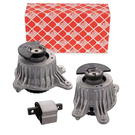 2x febi Motorlager + 1x Getriebelager f&uuml;r MERCEDES W205 S205 2.2CDI OM651 9G Automatik