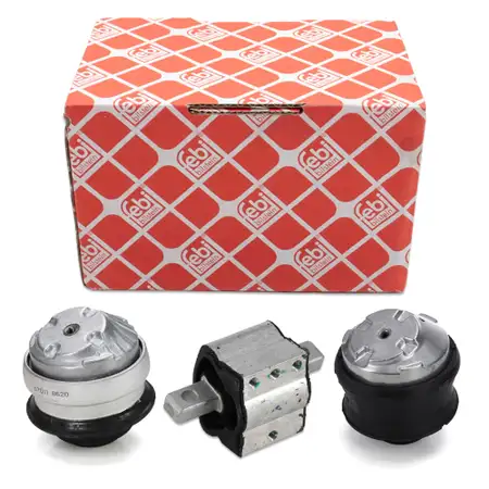 febi 2x engine mounts + 1x transmission mount for MERCEDES CL203, CLC200CDI, CLC220CDI, OM646