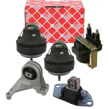 5x febi Motorlager f&uuml;r VOLVO S60 I S80 I V70 II XC70 I XC90 I 2.0/2.4/2.5 T / T5 bis Fgst.