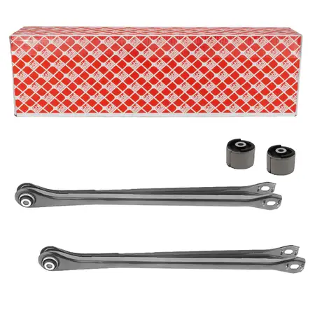 2x febi control arms + 2x bushings for BMW E36, E46, X3, E83, Z4, E85, E86 (rear lower)