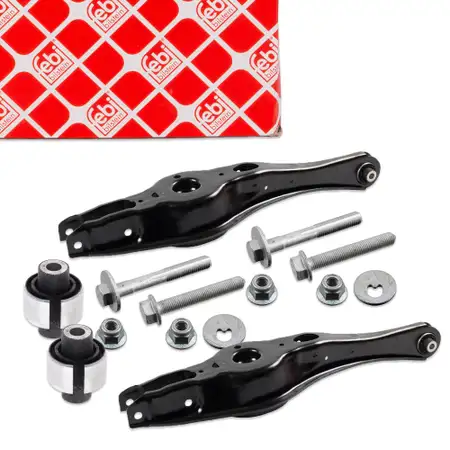 2x febi Querlenker + Schrauben + Lager f&uuml;r VW Golf 7 A1 8X Leon 5F Octavia 3 hinten unten