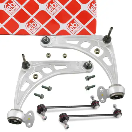 2x febi Querlenker + Hydrolager + Traggelenk + Koppelstange f&uuml;r BMW 3er mit M vorne unten