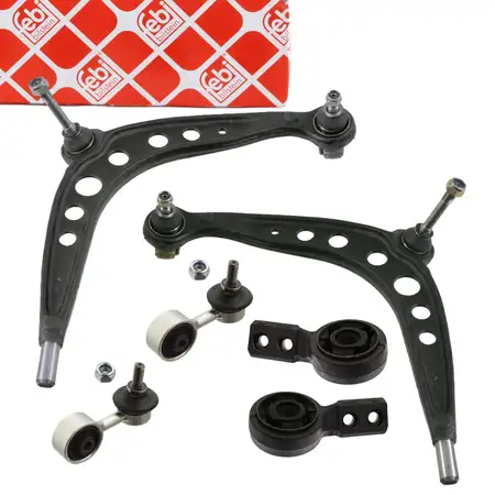 2x febi Querlenker + Lager + Koppelstange f&uuml;r BMW 3er E36 316-328i 318/325td/s vorne unten