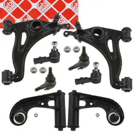 4x febi Querlenker + Traggelenk + Spurstangenkopf f&uuml;r MERCEDES W202 S202 C208 A208 vorne