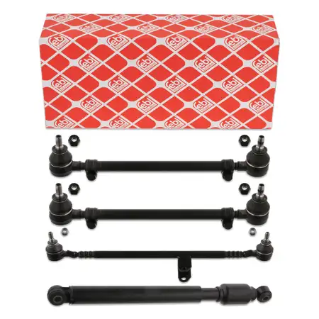 febi Lenkstange + 2x Spurstange + Lenkungsd&auml;mpfer f&uuml;r MERCEDES SL R107 C107 vorne