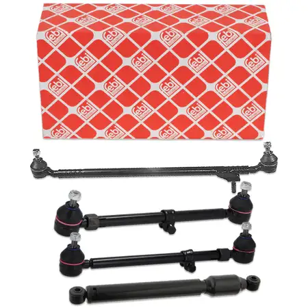 febi Handlebar + 2x Tie Rods + Steering Damper for MERCEDES 190 W201 (Front)